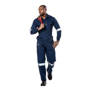 D59FA-1PC-Boiler Suit,Navy Blue,Flame and Acid with reflective