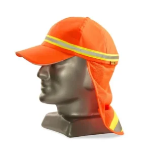 SA-HI-OR-Orange Reflective Baseball Dromex Hat with neck Protector