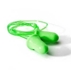 DR098C-Fluorescent Green Bell PU Foam Disposable &corded earplugs